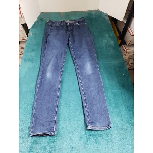 Levis 711 Jeans Size 27 Womens Blue Denim Stretch Pants Ladies Mid Rise Skinny - Picture 1 of 15